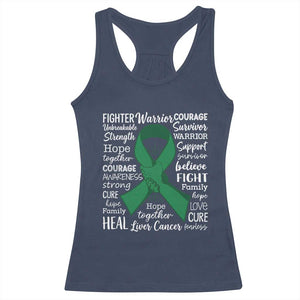 Liver Cancer Support Gift Racerback Tank Top Fearless Unbreakable Warrior Hope TS12 Navy Print Your Wear