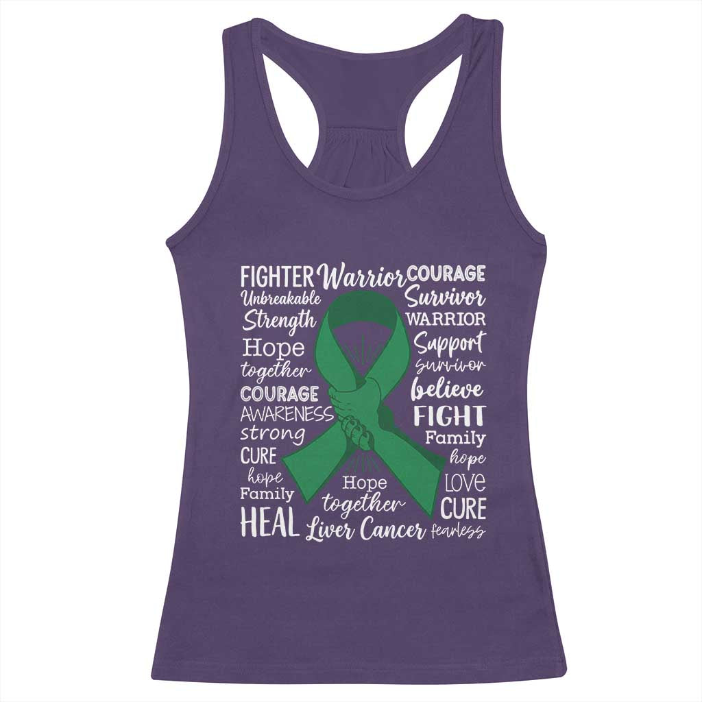 Liver Cancer Support Gift Racerback Tank Top Fearless Unbreakable Warrior Hope TS12 Purple Print Your Wear