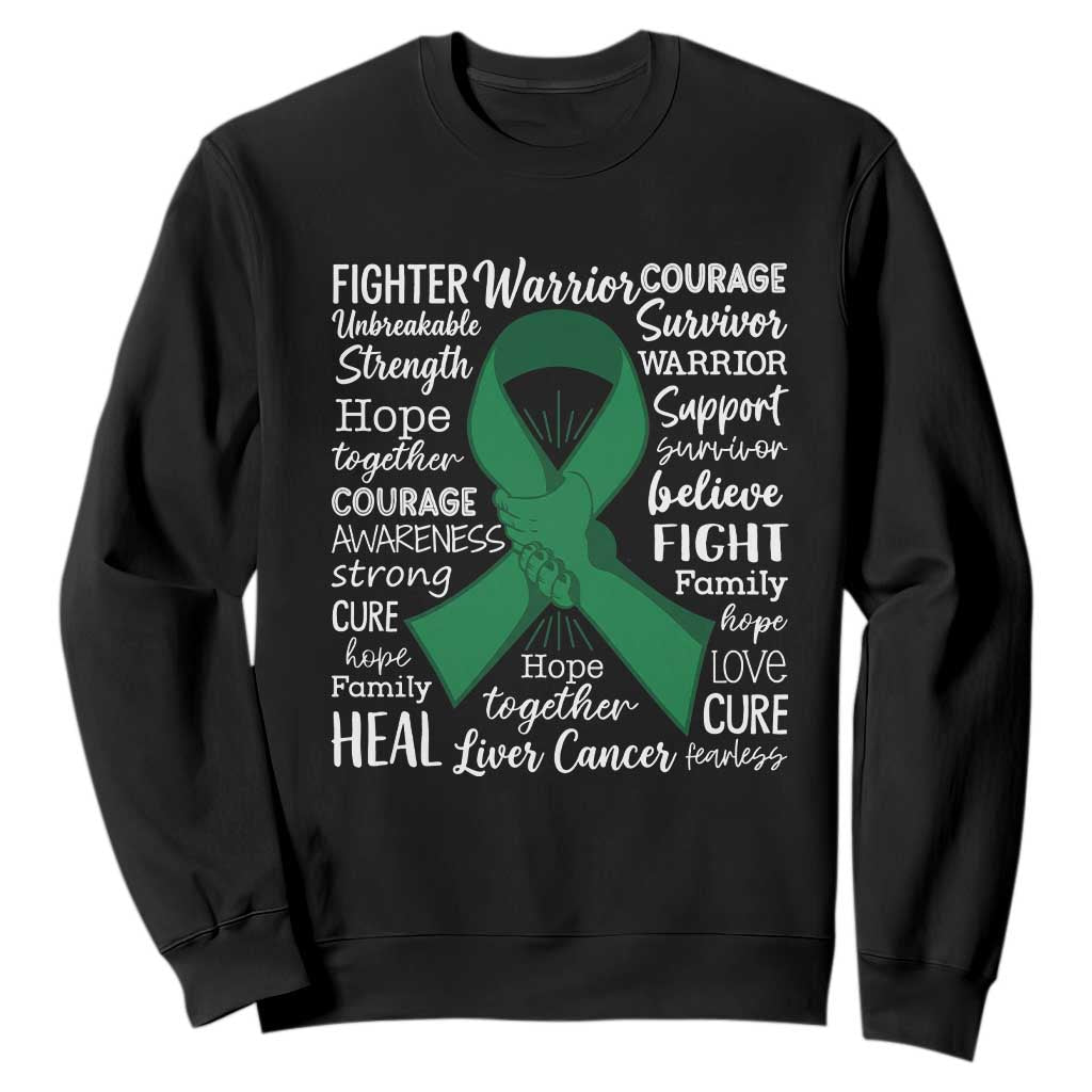 Liver Cancer Support Gift Sweatshirt Fearless Unbreakable Warrior Hope TS12 Black Print Your Wear