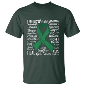 Liver Cancer Support Gift T Shirt Fearless Unbreakable Warrior Hope TS12 Dark Forest Green Print Your Wear