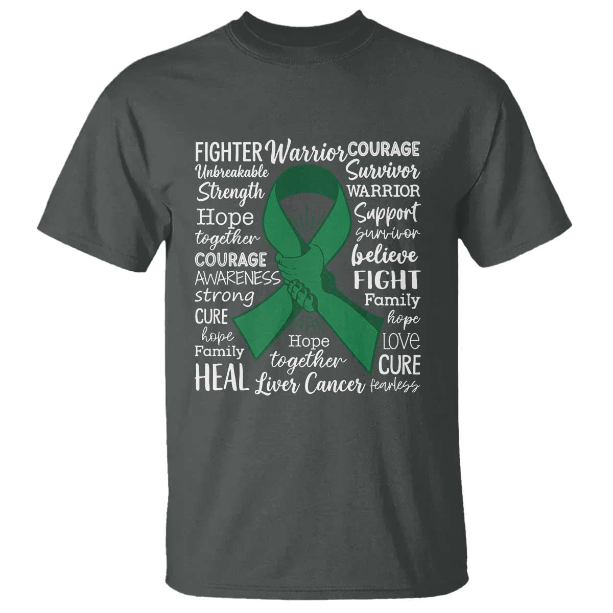 Liver Cancer Support Gift T Shirt Fearless Unbreakable Warrior Hope TS12 Dark Heather Print Your Wear