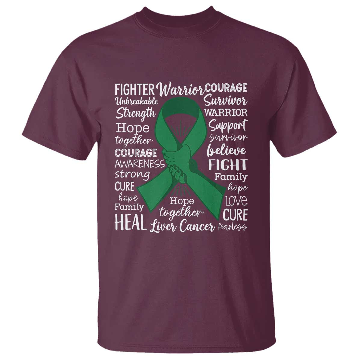 Liver Cancer Support Gift T Shirt Fearless Unbreakable Warrior Hope TS12 Maroon Print Your Wear