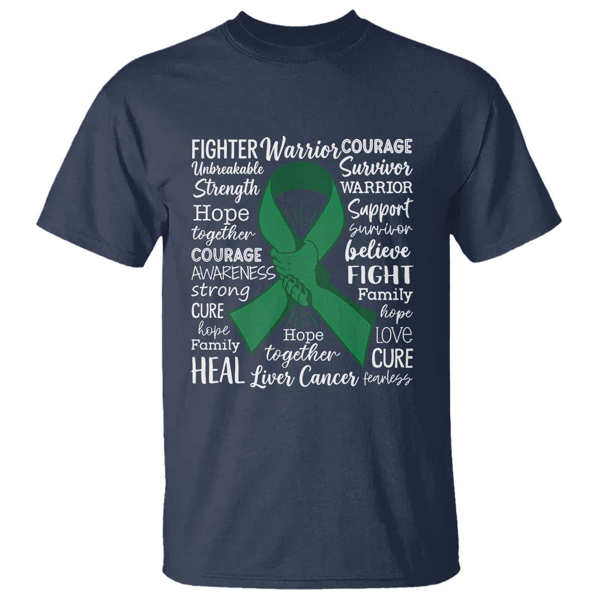 Liver Cancer Support Gift T Shirt Fearless Unbreakable Warrior Hope TS12 Navy Print Your Wear