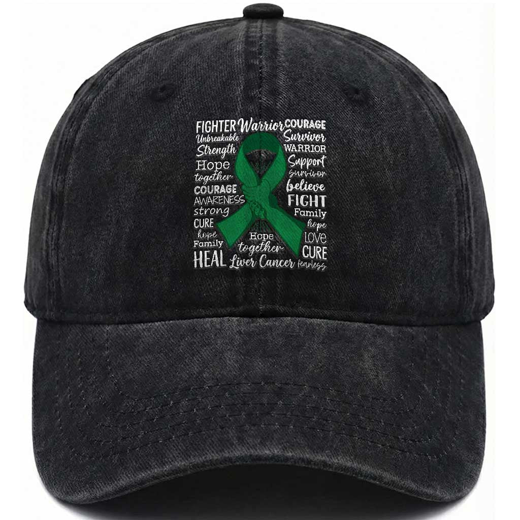 Liver Cancer Support Gift Washed Cotton Baseball Cap Fearless Unbreakable Warrior Hope TS12 Print Your Wear