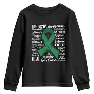 Liver Cancer Support Gift Youth Sweatshirt Fearless Unbreakable Warrior Hope TS12 Black Print Your Wear