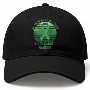 All Warriors Have Scars Liver Cancer Baseball Cap Green Ribbon Survivor Fighter Gift TS12 Print Your Wear