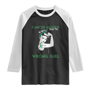Liver Cancer Warrior Unbreakable Gift Raglan Shirt Cancer Messed With The Wrong Girl TS12 Black White Print Your Wear