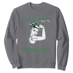 Liver Cancer Warrior Unbreakable Gift Sweatshirt Cancer Messed With The Wrong Girl TS12 Charcoal Print Your Wear