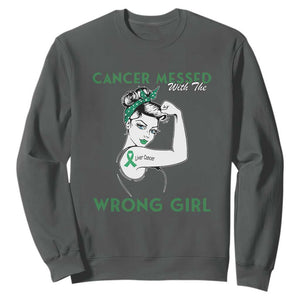 Liver Cancer Warrior Unbreakable Gift Sweatshirt Cancer Messed With The Wrong Girl TS12 Dark Heather Print Your Wear