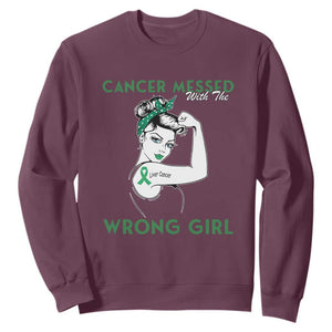 Liver Cancer Warrior Unbreakable Gift Sweatshirt Cancer Messed With The Wrong Girl TS12 Maroon Print Your Wear