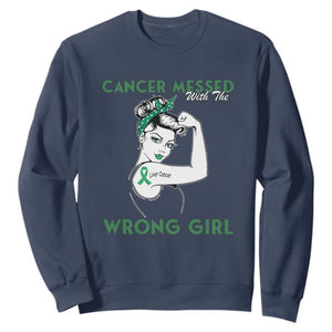 Liver Cancer Warrior Unbreakable Gift Sweatshirt Cancer Messed With The Wrong Girl TS12 Navy Print Your Wear