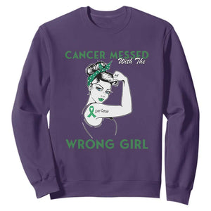 Liver Cancer Warrior Unbreakable Gift Sweatshirt Cancer Messed With The Wrong Girl TS12 Purple Print Your Wear