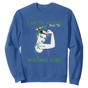 Liver Cancer Warrior Unbreakable Gift Sweatshirt Cancer Messed With The Wrong Girl TS12 Royal Blue Print Your Wear
