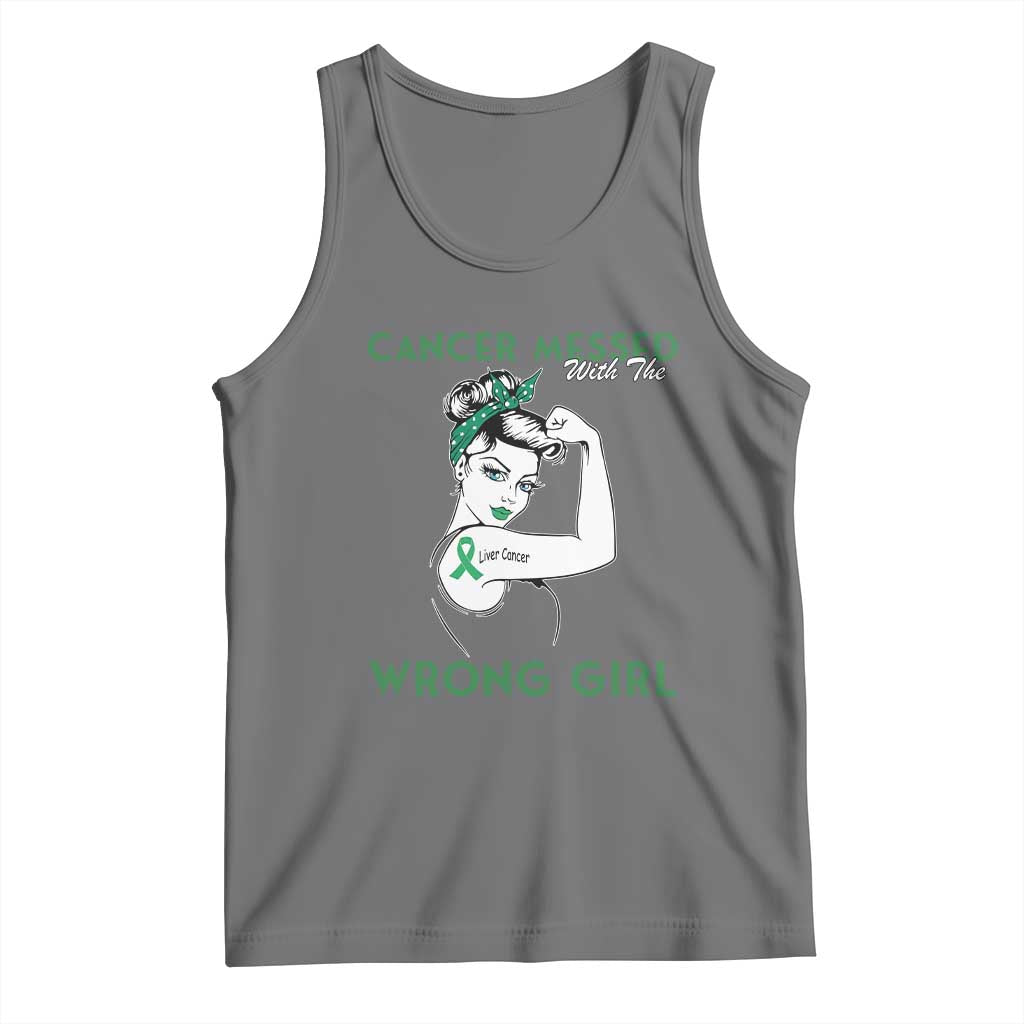 Liver Cancer Warrior Unbreakable Gift Tank Top Cancer Messed With The Wrong Girl TS12 Black Heather Print Your Wear