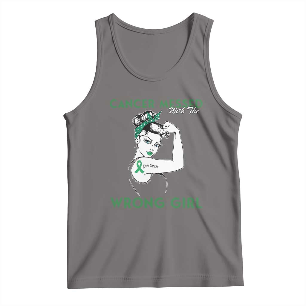 Liver Cancer Warrior Unbreakable Gift Tank Top Cancer Messed With The Wrong Girl TS12 Deep Heather Print Your Wear