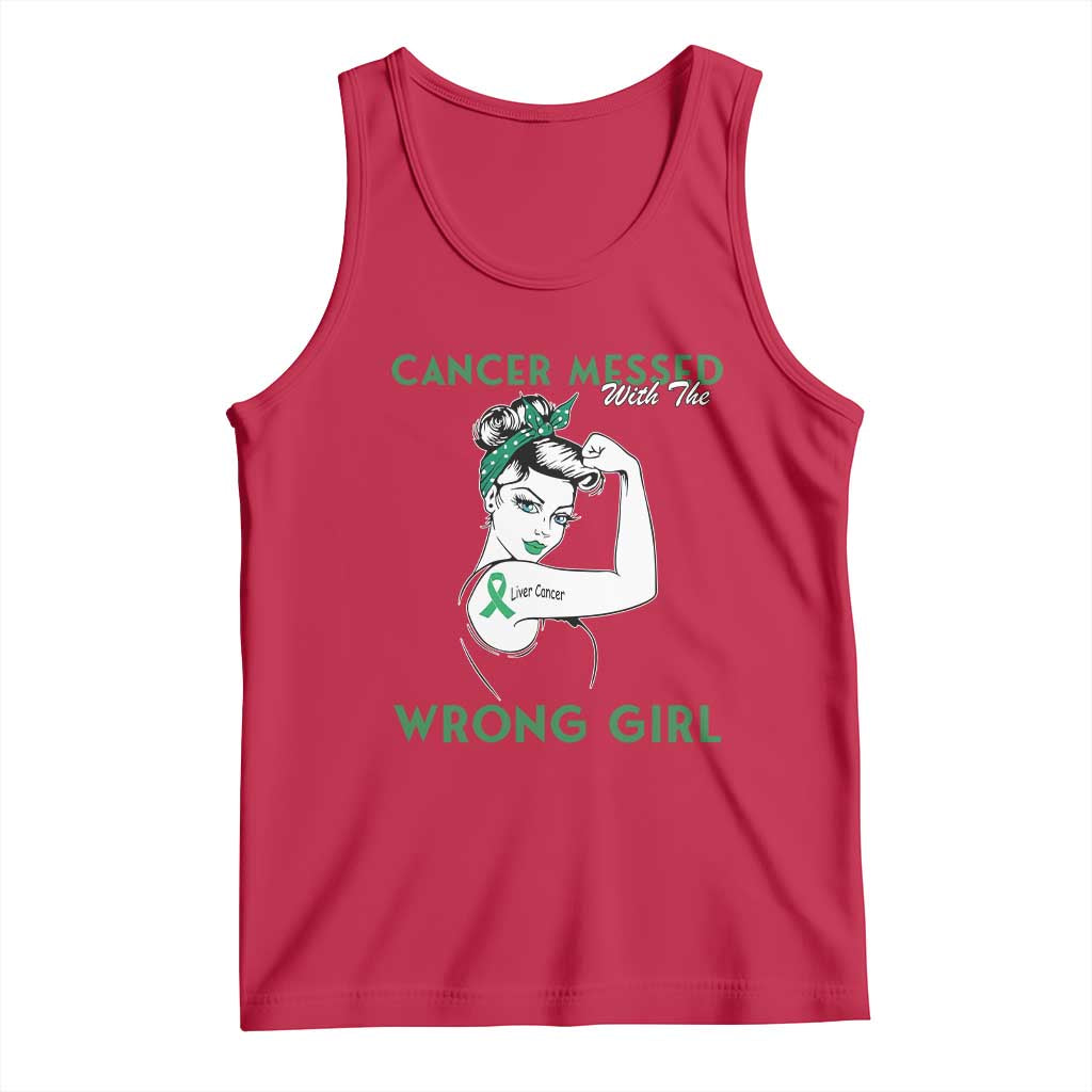 Liver Cancer Warrior Unbreakable Gift Tank Top Cancer Messed With The Wrong Girl TS12 Red Print Your Wear