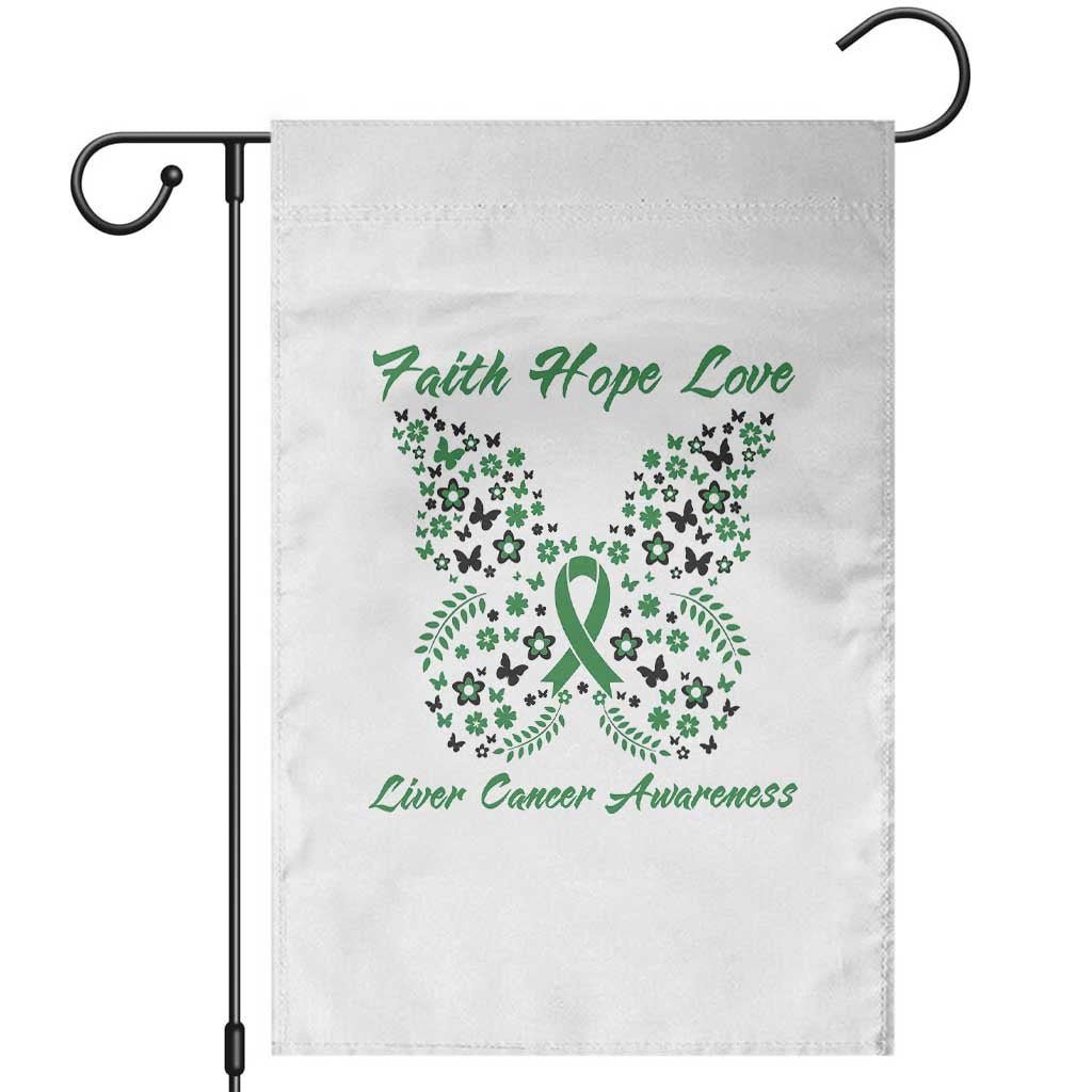 Faith Hope Love Liver Cancer Awareness Garden Flag Butterfly Ribbon Floral Gift TS12 White Print Your Wear