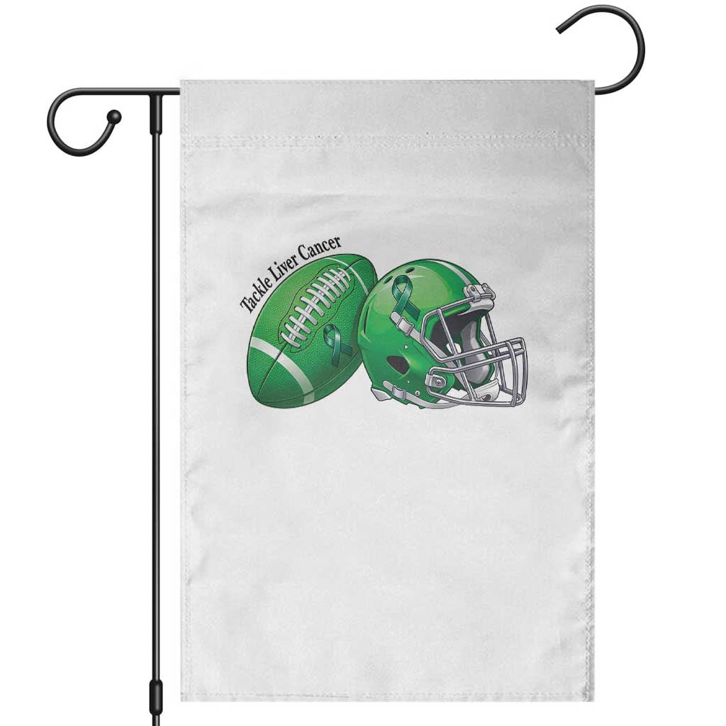 Liver Cancer Support Gift Garden Flag October Tackle Cancer Football TS12 White Print Your Wear