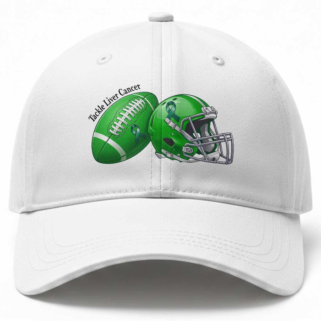 Liver Cancer Support Gift Baseball Cap October Tackle Cancer Football TS12 Print Your Wear