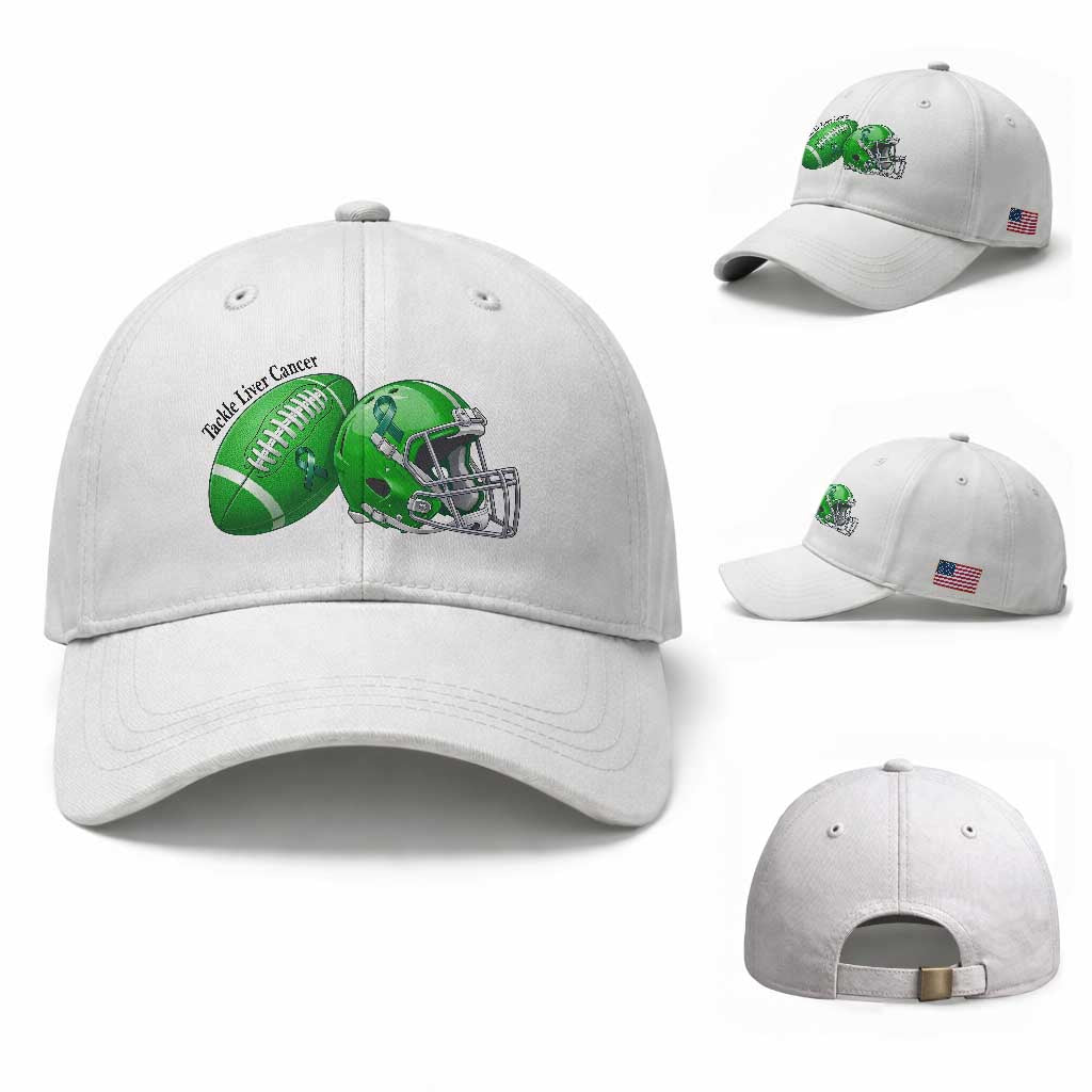 Liver Cancer Support Gift Baseball Cap October Tackle Cancer Football TS12 Baseball Cap Universal Fit White Print Your Wear