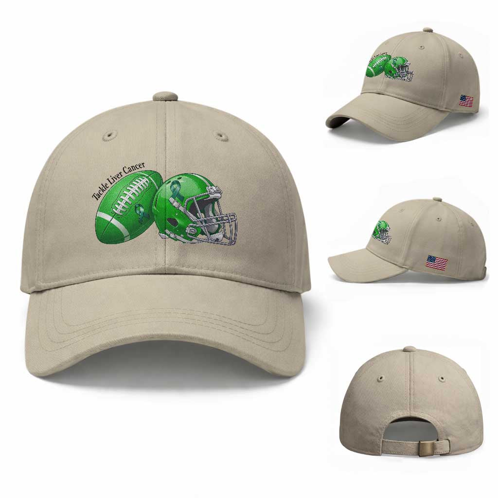 Liver Cancer Support Gift Baseball Cap October Tackle Cancer Football TS12 Baseball Cap Universal Fit Beige Print Your Wear