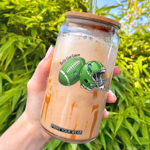 Liver Cancer Support Gift Glass Can October Tackle Cancer Football TS12 White Print Your Wear