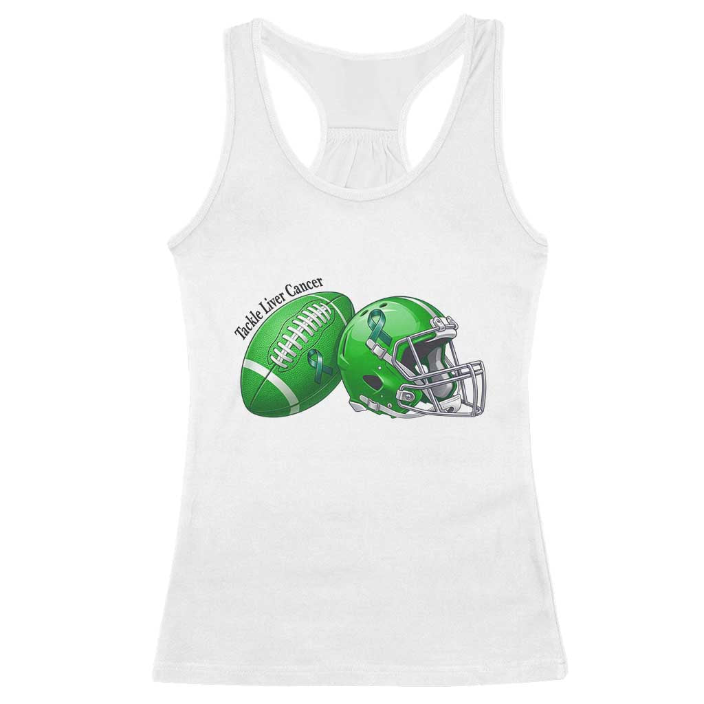 Liver Cancer Support Gift Racerback Tank Top October Tackle Cancer Football TS12 White Print Your Wear