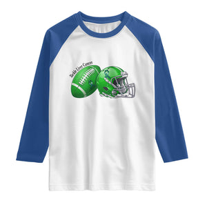 Liver Cancer Support Gift Raglan Shirt October Tackle Cancer Football TS12 White Royal Print Your Wear