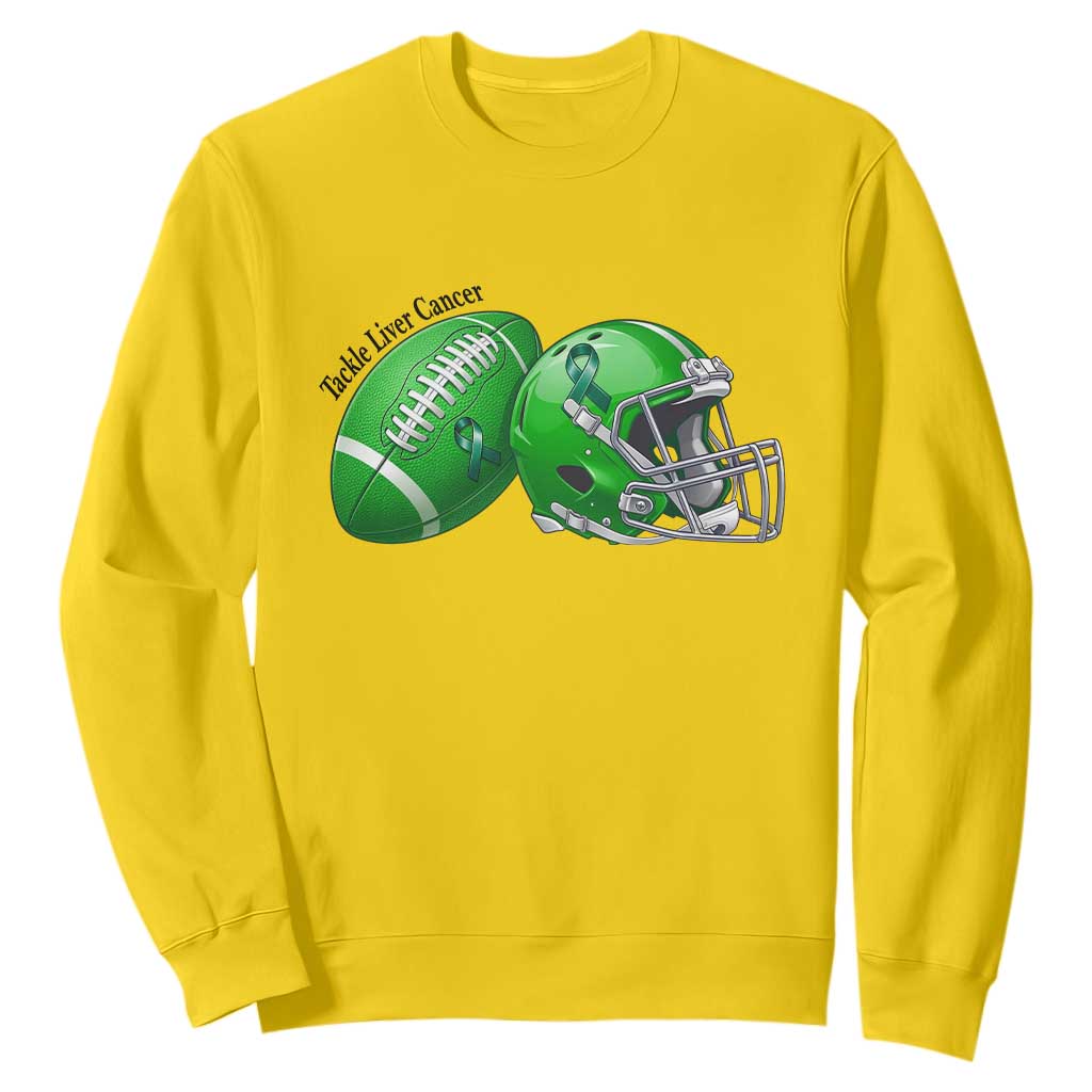 Liver Cancer Support Gift Sweatshirt October Tackle Cancer Football TS12 Daisy Print Your Wear