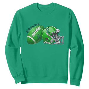 Liver Cancer Support Gift Sweatshirt October Tackle Cancer Football TS12 Irish Green Print Your Wear