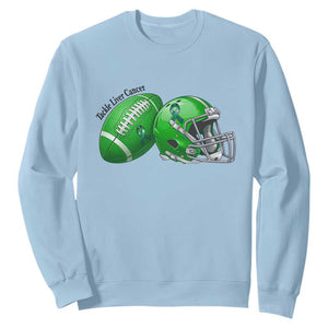 Liver Cancer Support Gift Sweatshirt October Tackle Cancer Football TS12 Light Blue Print Your Wear