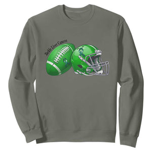Liver Cancer Support Gift Sweatshirt October Tackle Cancer Football TS12 Military Green Print Your Wear