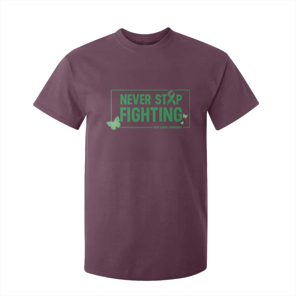 Liver Cancer Warrior T Shirt For Kid Never Stop Fighting Support Gift TS12 Maroon Print Your Wear