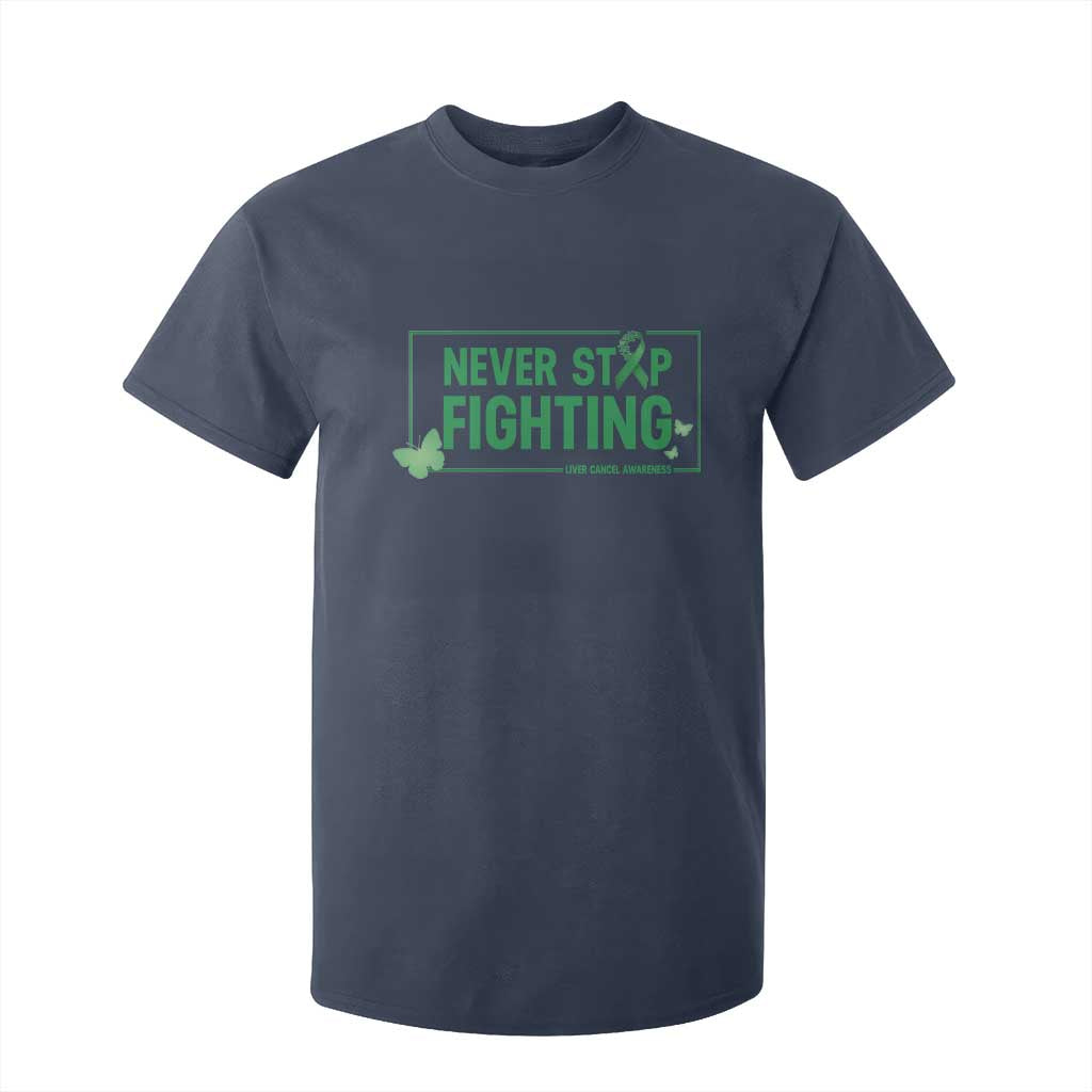 Liver Cancer Warrior T Shirt For Kid Never Stop Fighting Support Gift TS12 Navy Print Your Wear