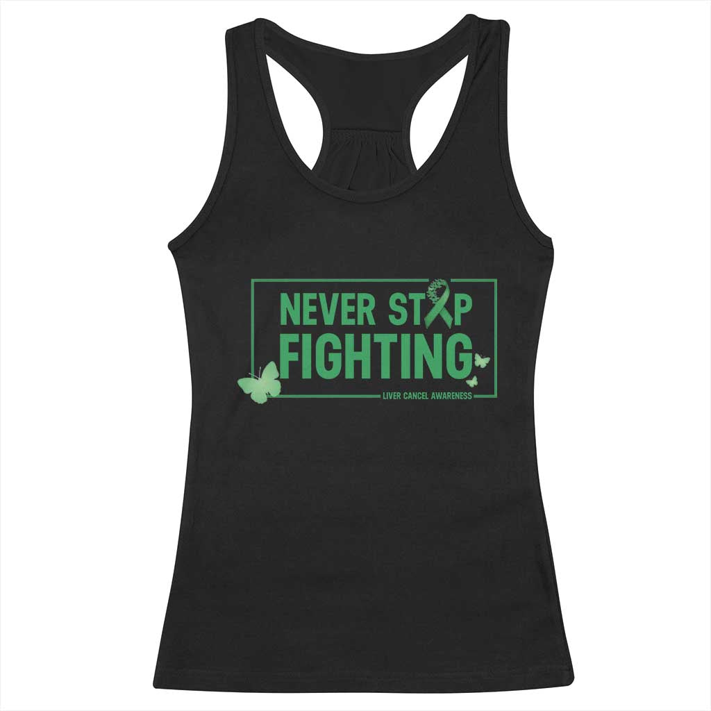 Liver Cancer Warrior Racerback Tank Top Never Stop Fighting Support Gift TS12 Black Print Your Wear