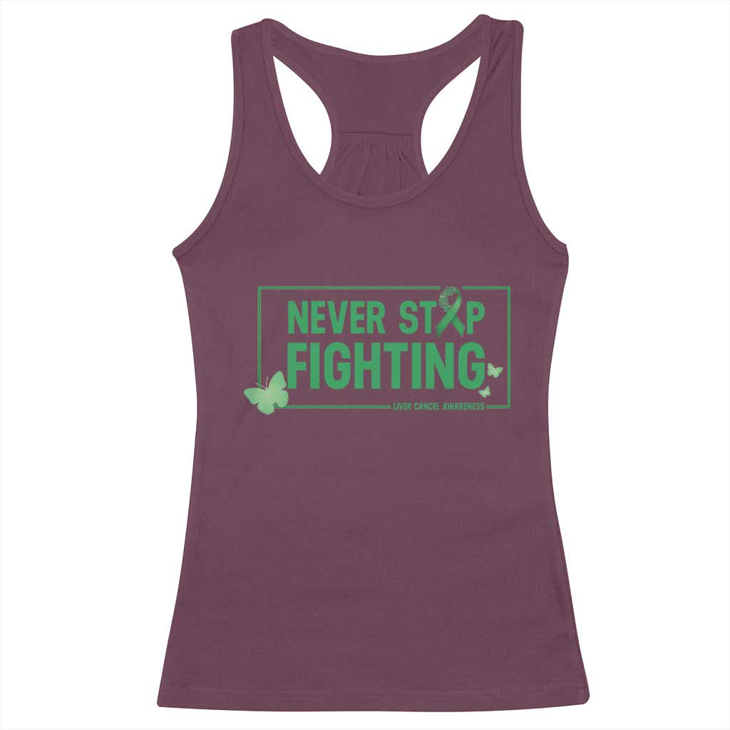 Liver Cancer Warrior Racerback Tank Top Never Stop Fighting Support Gift TS12 Maroon Print Your Wear