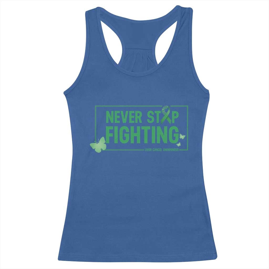 Liver Cancer Warrior Racerback Tank Top Never Stop Fighting Support Gift TS12 Royal Blue Print Your Wear
