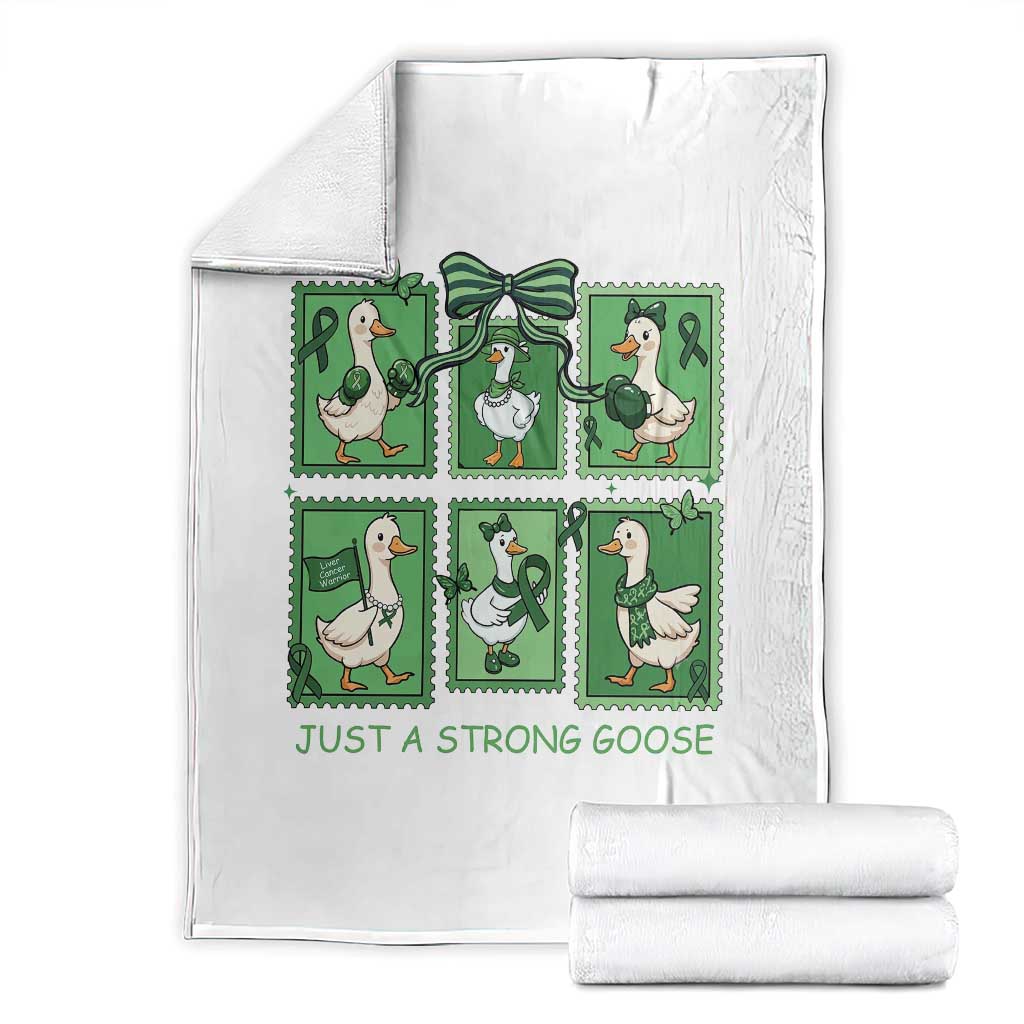 Funny Liver Cancer Warrior Support Gift Throw Blanket Just A Strong Goose TS12 White Print Your Wear