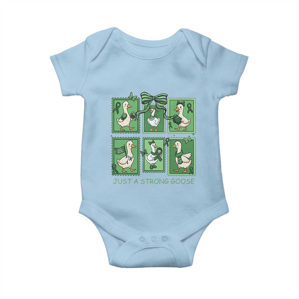 Funny Liver Cancer Warrior Support Gift Baby Onesie Just A Strong Goose TS12 Light Blue Print Your Wear