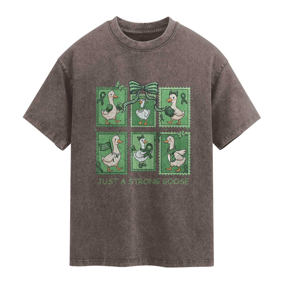 Funny Liver Cancer Warrior Support Gift Washed Cotton T-Shirt Just A Strong Goose