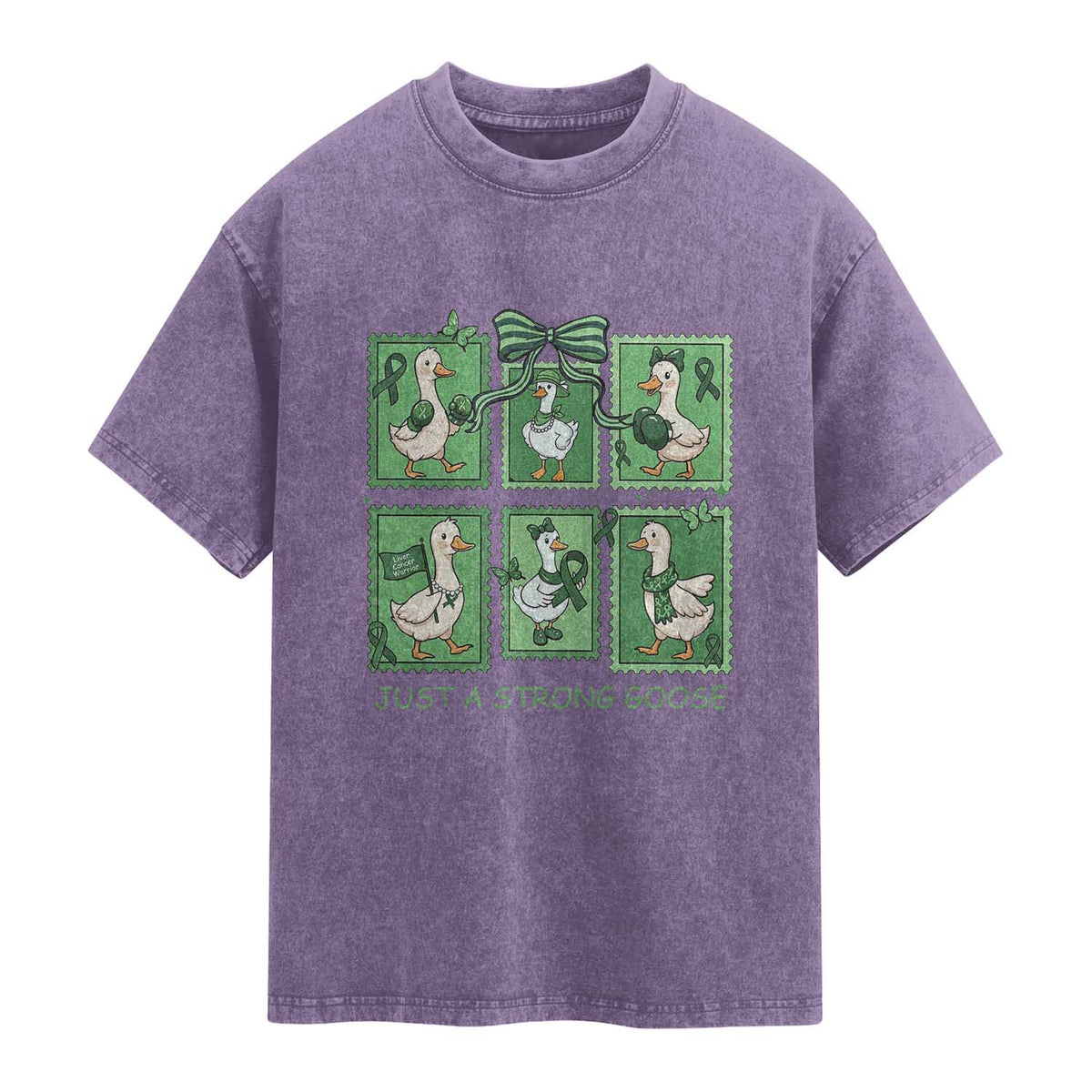 Funny Liver Cancer Warrior Support Gift Washed Cotton T-Shirt Just A Strong Goose