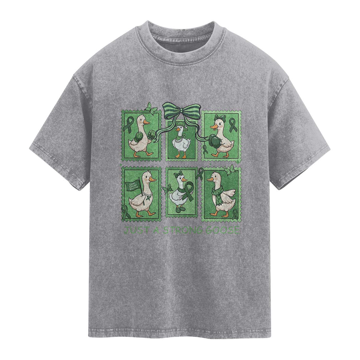 Funny Liver Cancer Warrior Support Gift Washed Cotton T-Shirt Just A Strong Goose