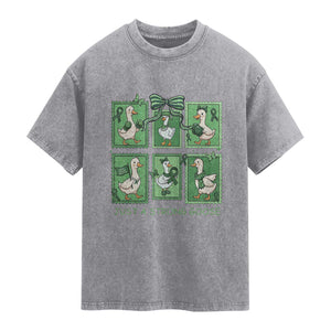 Funny Liver Cancer Warrior Support Gift Washed Cotton T-Shirt Just A Strong Goose