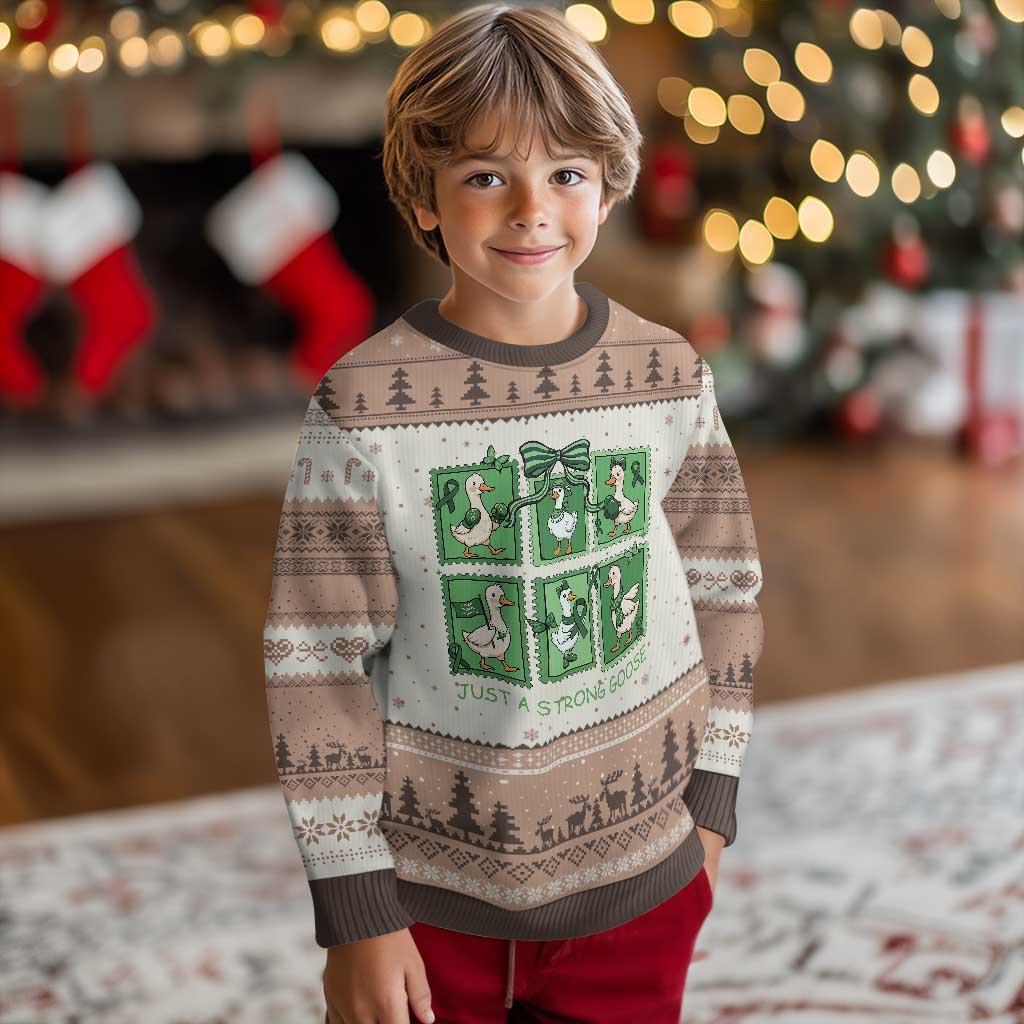 Funny Liver Cancer Warrior Support Gift Ugly Christmas Sweater Just A Strong Goose TS12 Mocha Mousse Print Your Wear