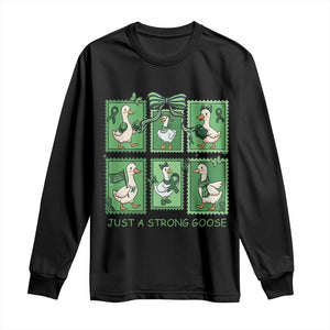 Funny Liver Cancer Warrior Support Gift Long Sleeve Shirt Just A Strong Goose TS12 Black Print Your Wear
