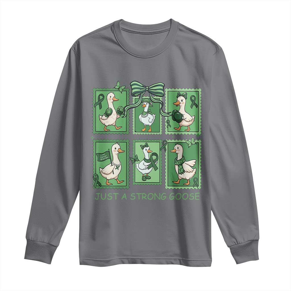 Funny Liver Cancer Warrior Support Gift Long Sleeve Shirt Just A Strong Goose TS12 Charcoal Print Your Wear