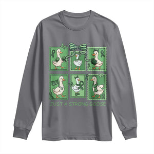 Funny Liver Cancer Warrior Support Gift Long Sleeve Shirt Just A Strong Goose TS12 Charcoal Print Your Wear