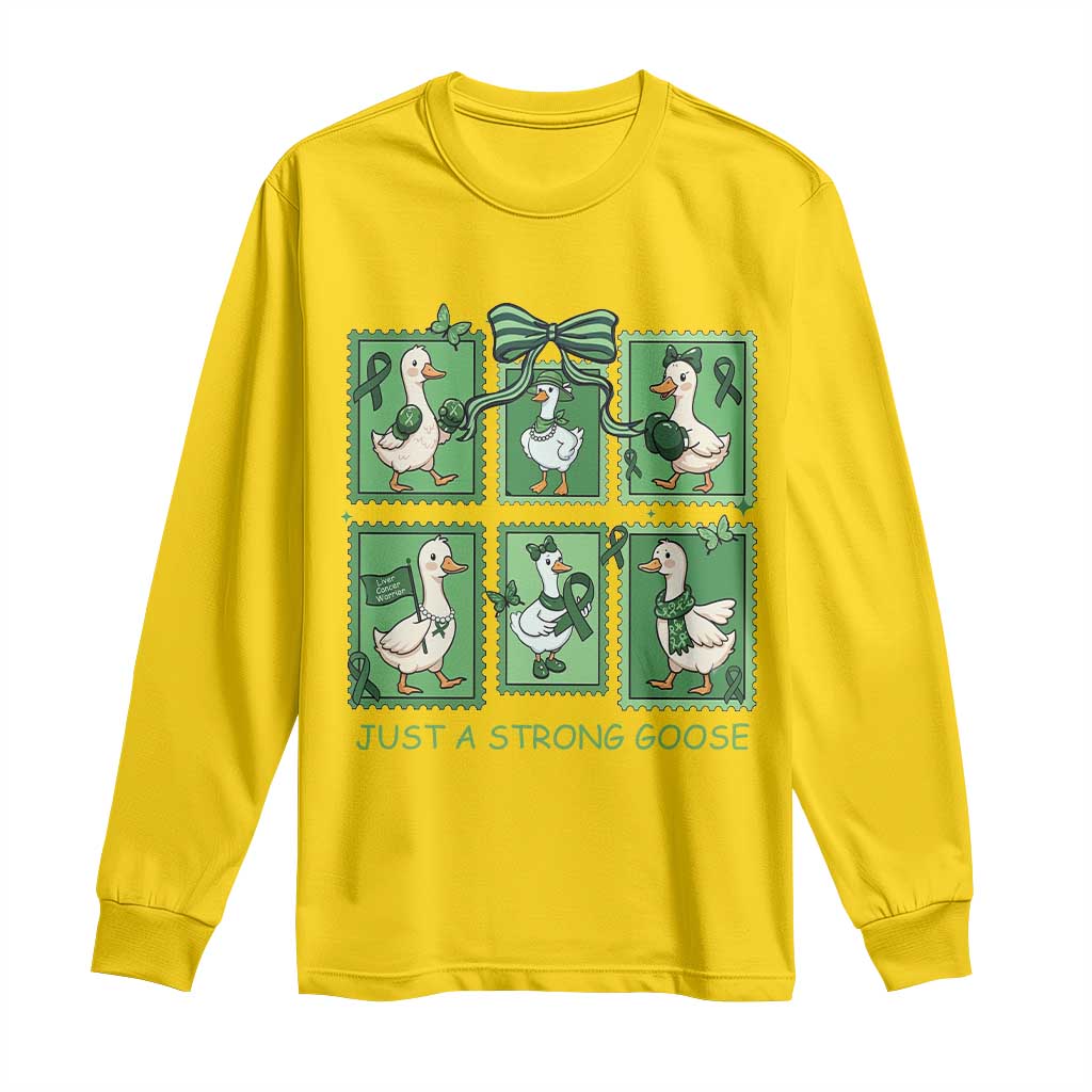 Funny Liver Cancer Warrior Support Gift Long Sleeve Shirt Just A Strong Goose TS12 Daisy Print Your Wear