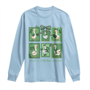 Funny Liver Cancer Warrior Support Gift Long Sleeve Shirt Just A Strong Goose TS12 Light Blue Print Your Wear