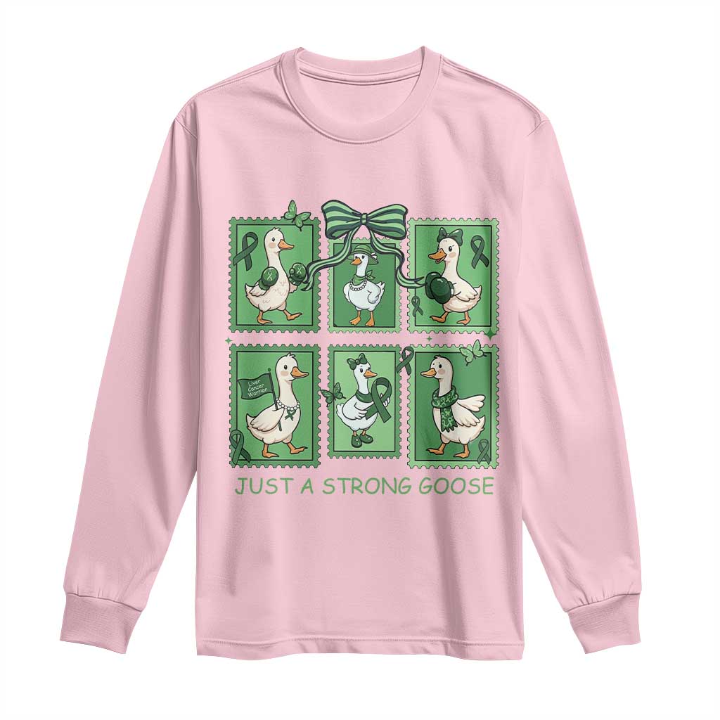 Funny Liver Cancer Warrior Support Gift Long Sleeve Shirt Just A Strong Goose TS12 Light Pink Print Your Wear